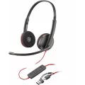 Hewlett Packard Poly Blackwire 3220 Stereo USB-C Headset +USB-C/A Adapter