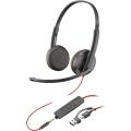 Hewlett Packard Poly Blackwire 3225 Stereo USB-C Headset +3.5mm Plug +USB-C/A Adapter