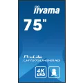 iiyama 75inch 3840x2160 UHD IPS panel Haze 25perc 500cd/m2 Landscape and Portrait Signal FailOver Speakers 2x 10W