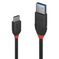 Lindy 0.5m USB 3.1 Type A to C Cable 3A Black Line