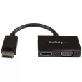 StarTech.com Travel A/V adapter: 2-in-1 DisplayPort to HDMI or VGA - DP to HDMI or VGA adapter with compact & lightweight for maximum portability - 1920x1200 or 1080p