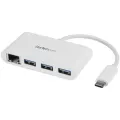 StarTech.com 3 Port USB 3.0 Hub plus Gigabit Ethernet - USB-C - White - USB Hub with GbE - USB-C Hub - USB Type-C Hub - USB 3 Hub