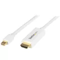 StarTech.com Mini DisplayPort to HDMI converter cable - 6 ft (2m) - mDP to HDMI adapter with built-in cable - Ultra HD 4K - Connect your mDP source to an HDMI television or projector - White