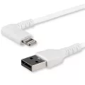 StarTech.com 2m / 6.6ft Angled Lightning to USB Cable - Heavy Duty MFI Certified Lightning Cable - White - USB to Lightning (RUSBLTMM2MWR)