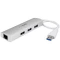 StarTech.com 3 Port Portable USB 3.0 Hub plus Gigabit Ethernet - Aluminum and Compact USB Hub with Gigabit Ethernet Adapter - Silver Apple Style USB 3 HubPerfect for MacBook - Rugged Design