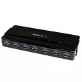 StarTech.com 7 Port SuperSpeed USB 3.0 Hub - Desktop USB Hub with Power Adapter â Black USB Hub - 5 Gbps USB 3 Hub - Seven Port USB 3.0 Hub - USB 3.0 Desktop Hub - 7 Port USB 3.0 Hub