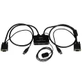 StarTech.com 2 Port USB VGA Cable KVM Switch - USB Powered with Remote Switch - KVM with VGA - Dual Port VGA KVM Switch - Two Port VGA USB KVM Switch