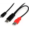 StarTech.com 3 ft USB Y Cable for External Hard Drive - Dual USB A to Micro B