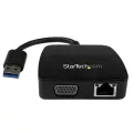 StarTech.com Universal USB 3.0 Laptop Mini Docking Station w/ VGA & Gigabit Ethernet Adapter - Portable Docking Station - USB 3.0 Laptop Mini Dock - Laptop Dock w/ Built-in Cable - USB to VGA