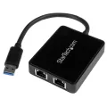 StarTech.com USB 3.0 to Dual Port Gigabit Ethernet Adapter NIC w/ USB Port