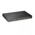 ZyXEL GS1920-48HPv2- 52 Port Smart Managed PoE Switch 48x Gigabit Copper PoE and 4x Gigabit dual pers.- hybrid mode- standalone or NebulaFlex Cloud- 375 Watt PoE