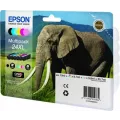 Epson 24XL Series Elephant multipack containing 6 ink cartridges: black (T2431) cyan (T2432) magenta (T2433) yellow (T2434) light cyan (T2435) light magenta (T2436) in RS blister pack.